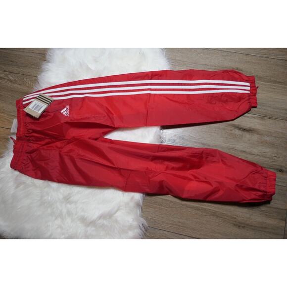 NWT Y2K 90s Rare Adidas Vintage Nylon Red Lined Track Pants Youth Medium - Picture 8 of 12